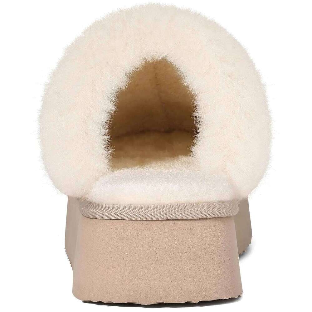 Litfun Fuzzy Platform For Women Winter Warm House Shoes With Memory Foam Outdoor Anti-Slip Fashion Fur Fluffy Slippers