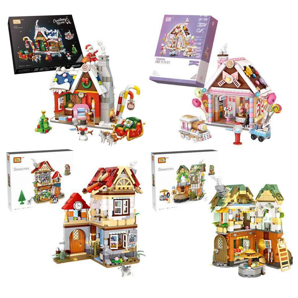 LOZ Blocks DIY Building Bricks Cute Christmas Goods Toy MOC Cabin Food Shop Juguetes Candy House Gifts Girl Present New Year Z260306