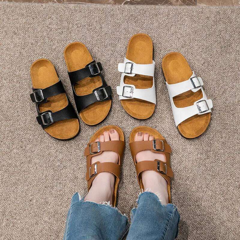 2025 Classic Cork Clogs Slippers Women Soft Footbed Suede Sandals With Arch Support Trendy Beach Slides Home Men Mules