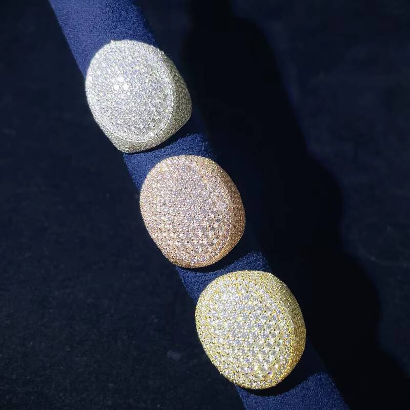 2026 Wholesale High Quality Copper Wedding Anniversary Rings for Women Precious Gold Iced MoissaniteVVSia Inlaid for Engagement Party