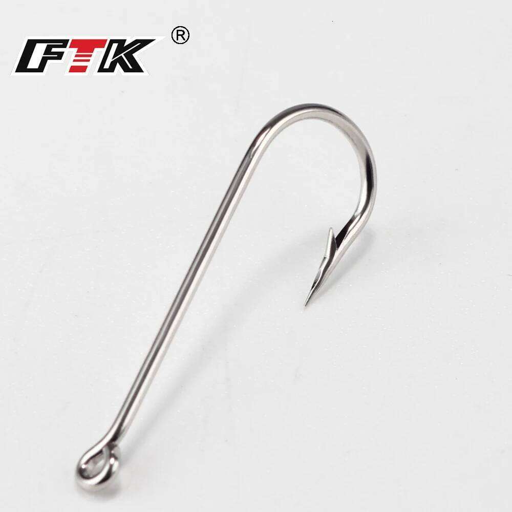 FTK 10#-20# 100Pcs/Box Bent Sea Round Hook 2335 Nickel Big Ringed Hooks From Norway For Jigging Carp Fishhook Fishing Tackle S260305