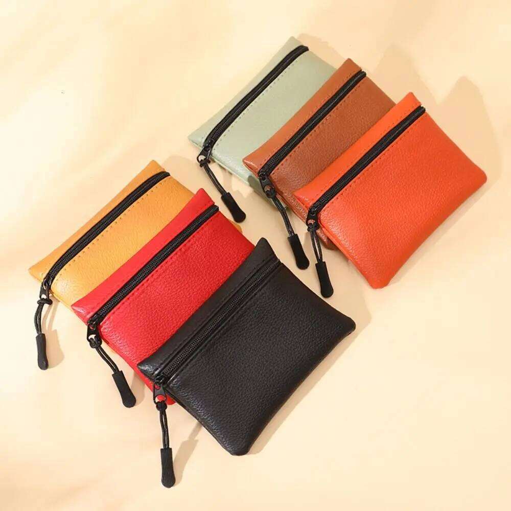 Simple Solid Color Mini Coin Purse PU Leather Zipper Small Wallet Storage Pouch Money Pocket Women Men C260304
