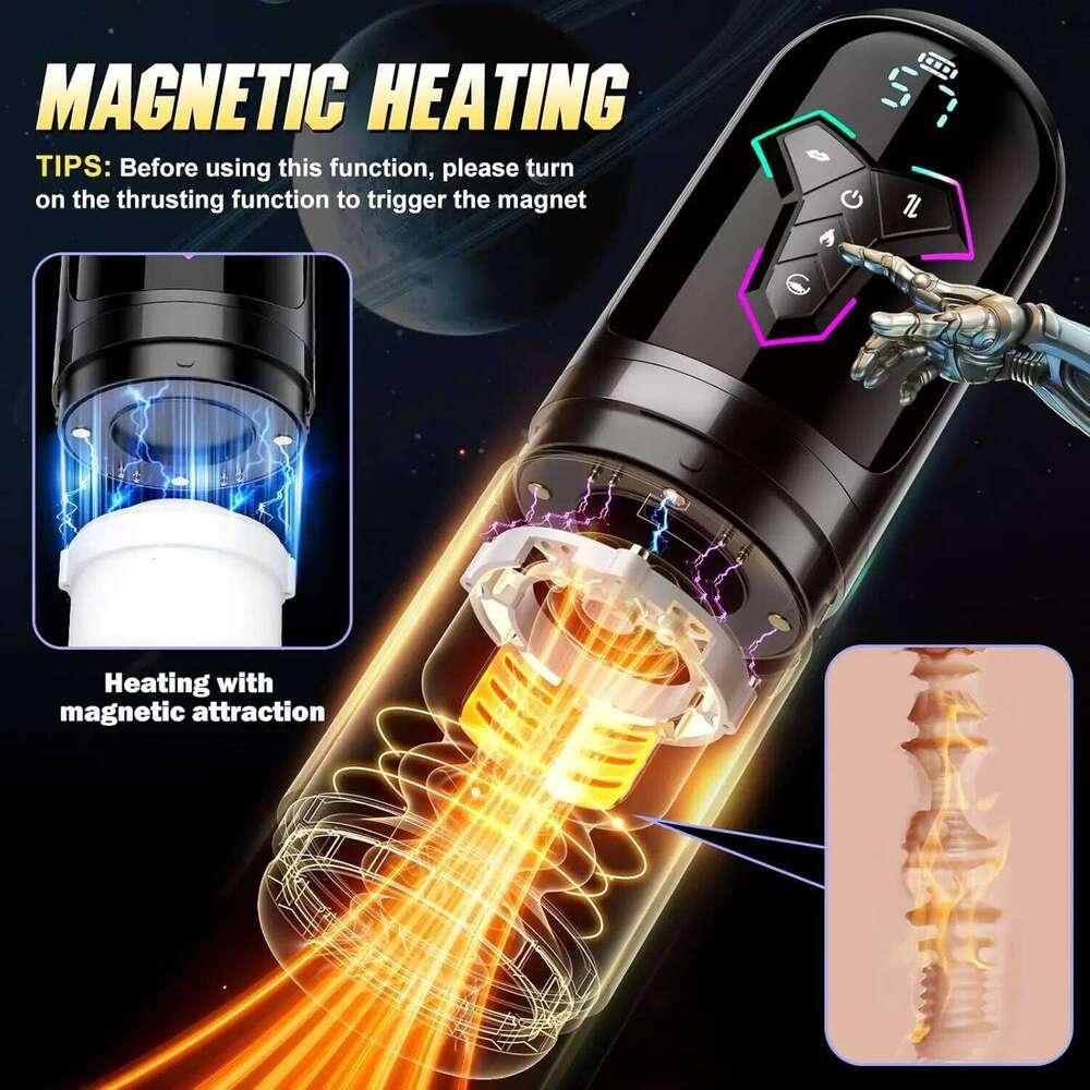 Automatic 5 IN 1 Telescopic Sucking Licking Male Masturbator Cup Penis Pump Heated Vagina Masturbation Adults Sex Toy for Men W260305