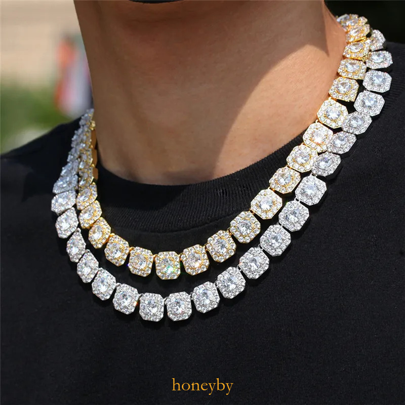 hip hop jewelry 12.5mm tennis designer copper mens gold necklace bracelet white Zirconia Ice Out Chain for Man Diamond Silver Necklaces Woman Choker C