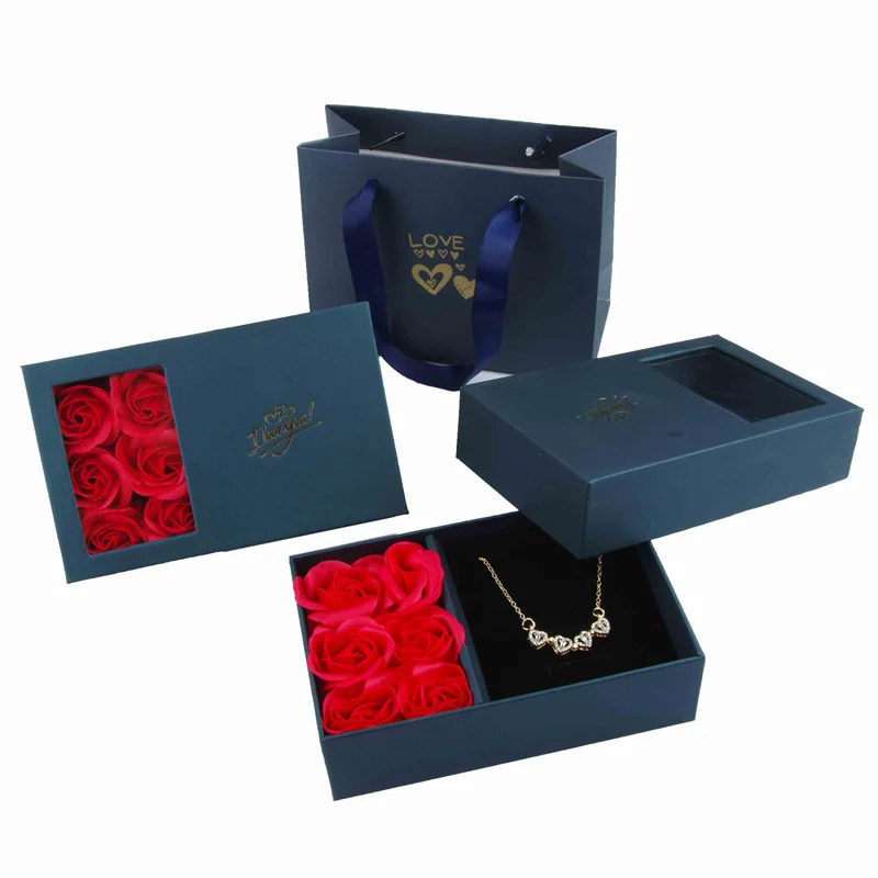 Necklace Earrings Jewelry Suit Four Leaf Clover Jewlery For Party Wedding Eternal Life Flower Gift Box 260304