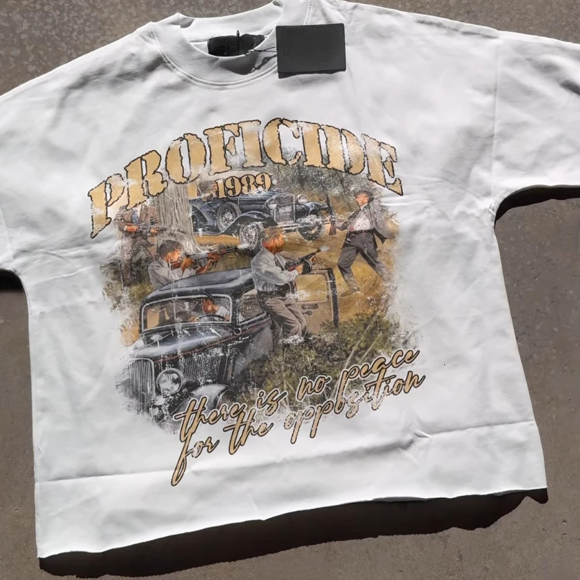 Streetwear Oversized T Shirt Men Women Harajuku Retro Letter Graphic Print T Shirt Gothic Cotton White Short Sleeves Y2K Clothes 260303