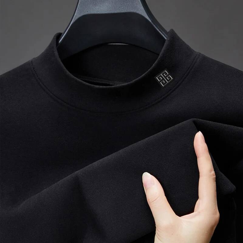 Hot Selling High-Quality Men's Double-Sided Velvet Sweatshirt O-Neck Elastic Soft Print Base Autumn Winter Versatile Menswear