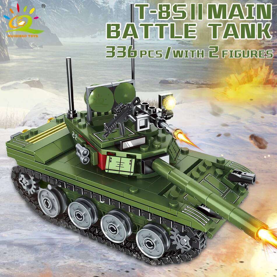 HUIQIBAO 336pcs Military 85 Main Battle Tank Building Blocks WW2 Army Soldier Figures Bricks Educational Toys for Children Boy Z260306
