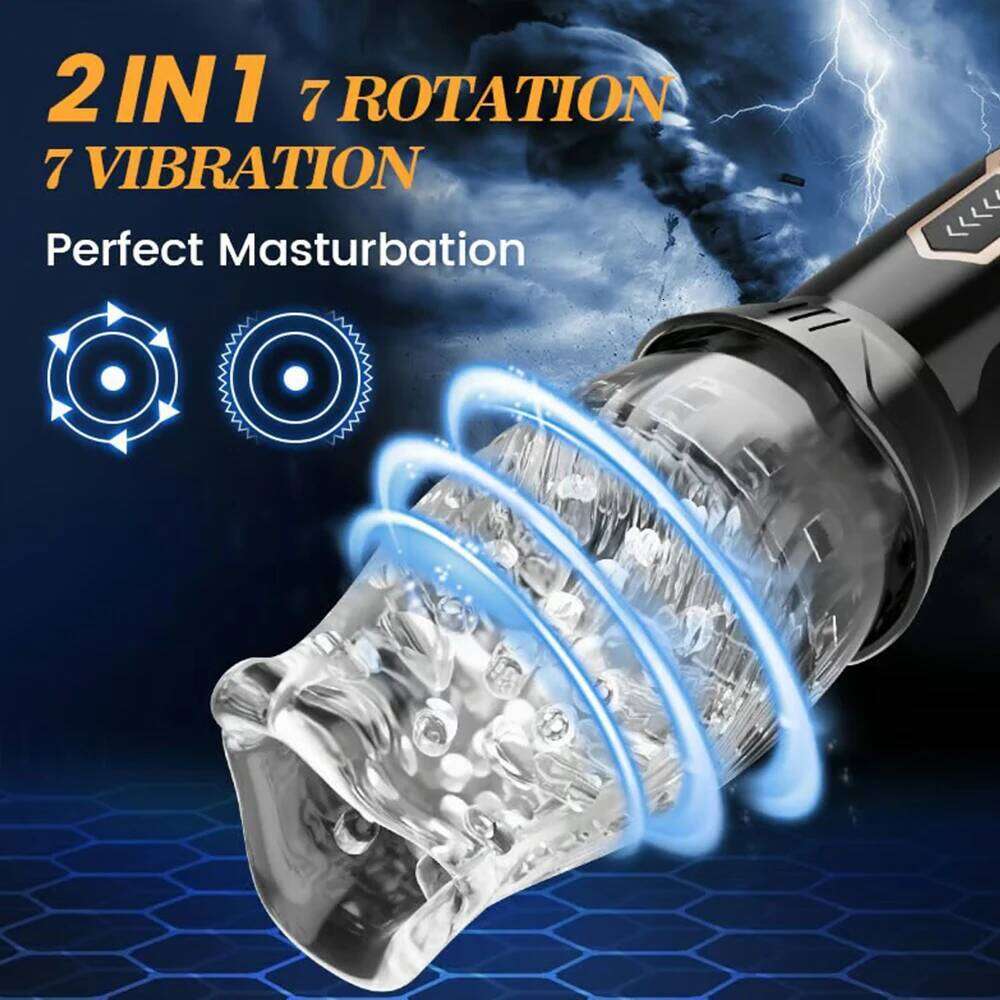 Masturbator Rotation Silicone Vagina Vibrator Electric Pocket Pussy For Penis Male Piston Automatic Mastubator W260305