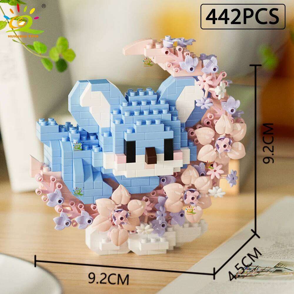 HUIQIBAO MOC Flower Animal Micro Building Block Mini 3D Diamond Model Brick DIY Construction Toy for Children Desk Decoration Z260306