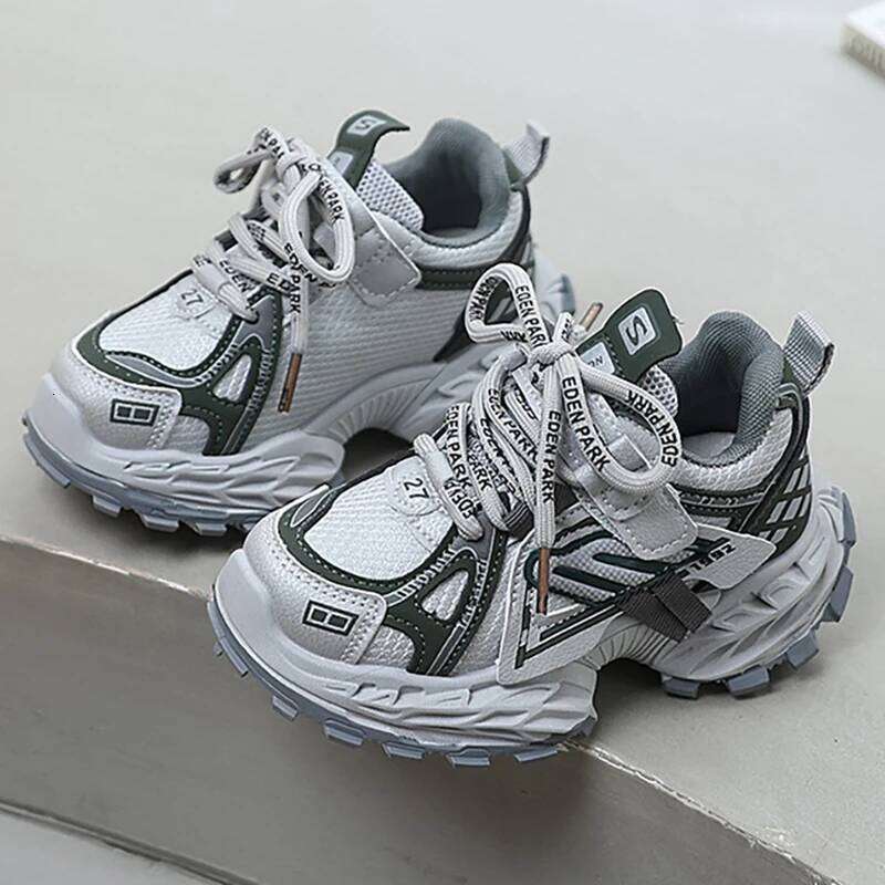 PU Leather Sport Children Trend Fashion Teenager Kid's Sneakers Soft-soled Waterproof Running Shoes For Boys Girls 26Y0304
