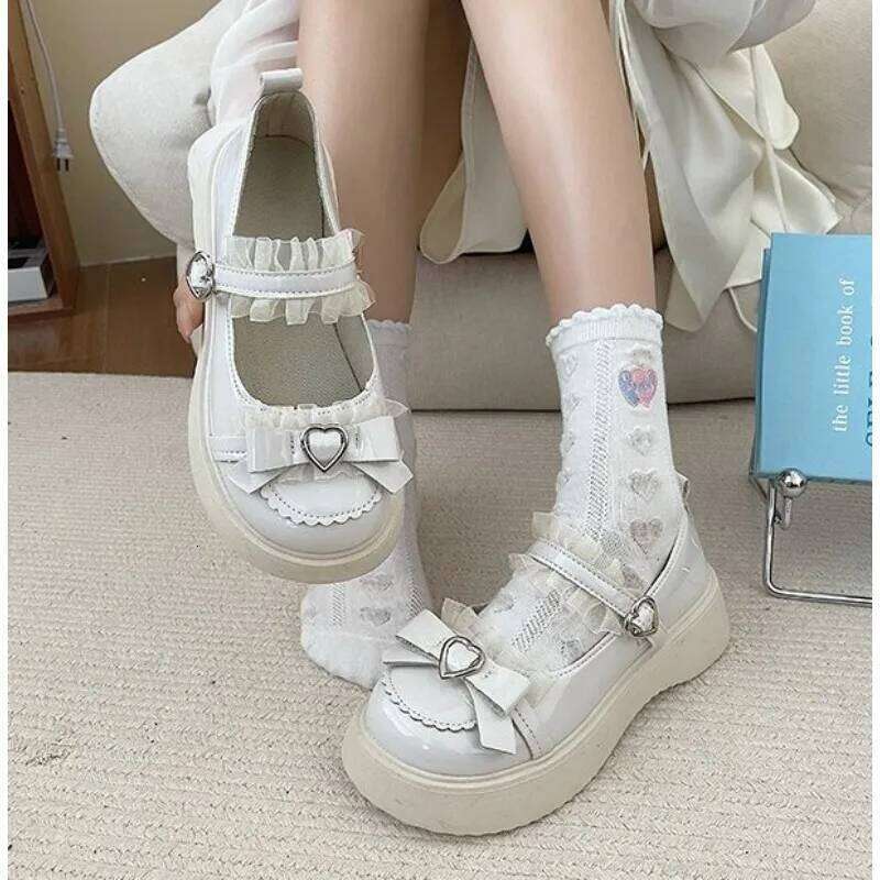 2025 New Fashion Buckle Women's Pumps Spring Autumn Mary Jane Solid Butterfly Knot Platform Casual Round Toe Ladies Shoes