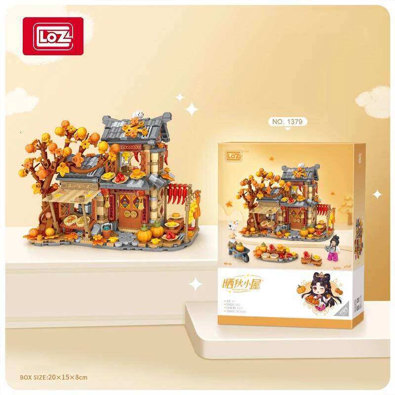LOZ Mini Creative Autumn Farmhouse Courtyard Building Blocks MOC City Lights Street View Architectural Model Toy Children Gifts Z260305