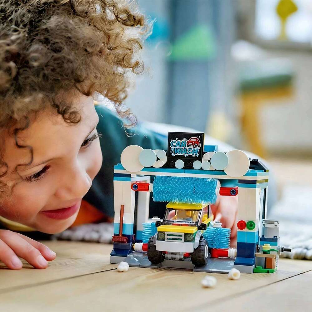 Compatible MOC Sets City Series Building Blocks 60362 Car Wash Center 4S Service Station Children's Toys Assembling Gift Z260306