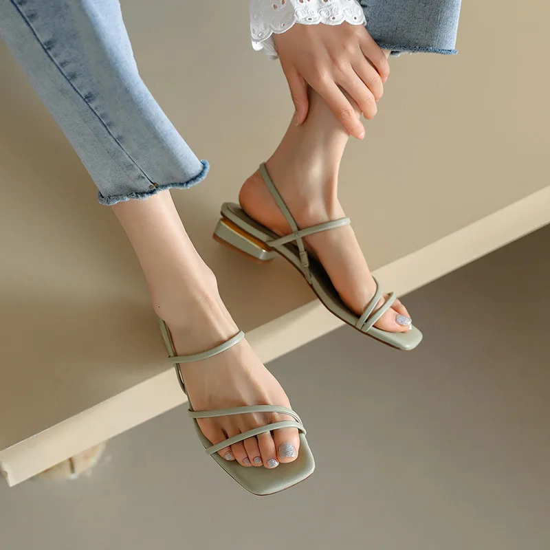 Summer Sexy OpenToe Female Sandals Feet Bare Straps Shoes Rubber Soles Low Heel Women Sandals 260306