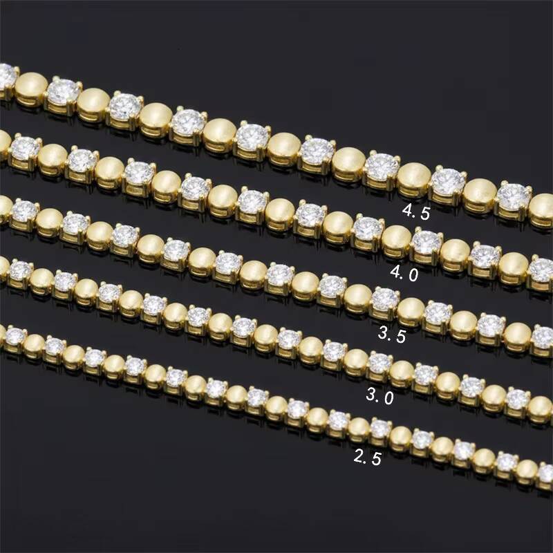 Multiple sizes Round Cut 25MM-8MM VVS Moissanite Tennis Bracelet S925 Sterling Silver Gold Plated Hand Chain Jewelry for Women