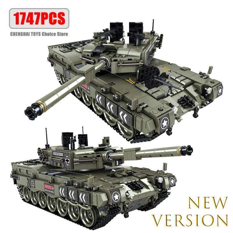 WW2 Military Leopard 2A4 Battle Tank Series Building Blocks Brick Model MOC Army Weapon Boy Set Kid Toy Childrens Christmas Gift Z260306