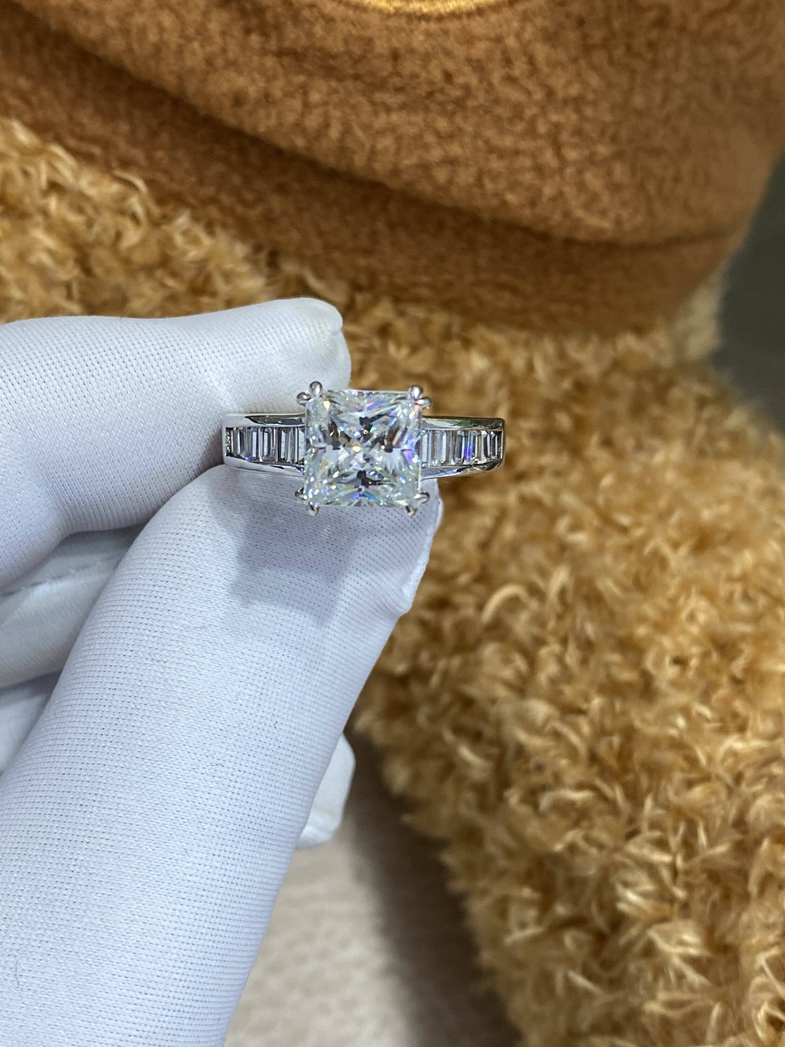 New 2 Karat Princess Square Cultivated Diamond Ring for Women Pt950 Platinum Prong Setting IGI Certified Fashion Light Luxury