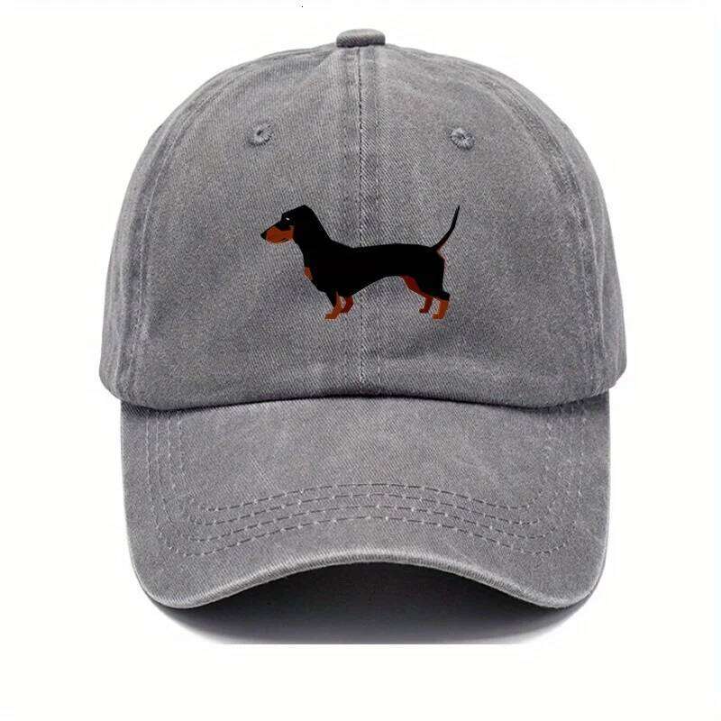 Retro dachshund baseball cap both men women, adjustable cute cartoon design suitable for sports and casual wear Y260304