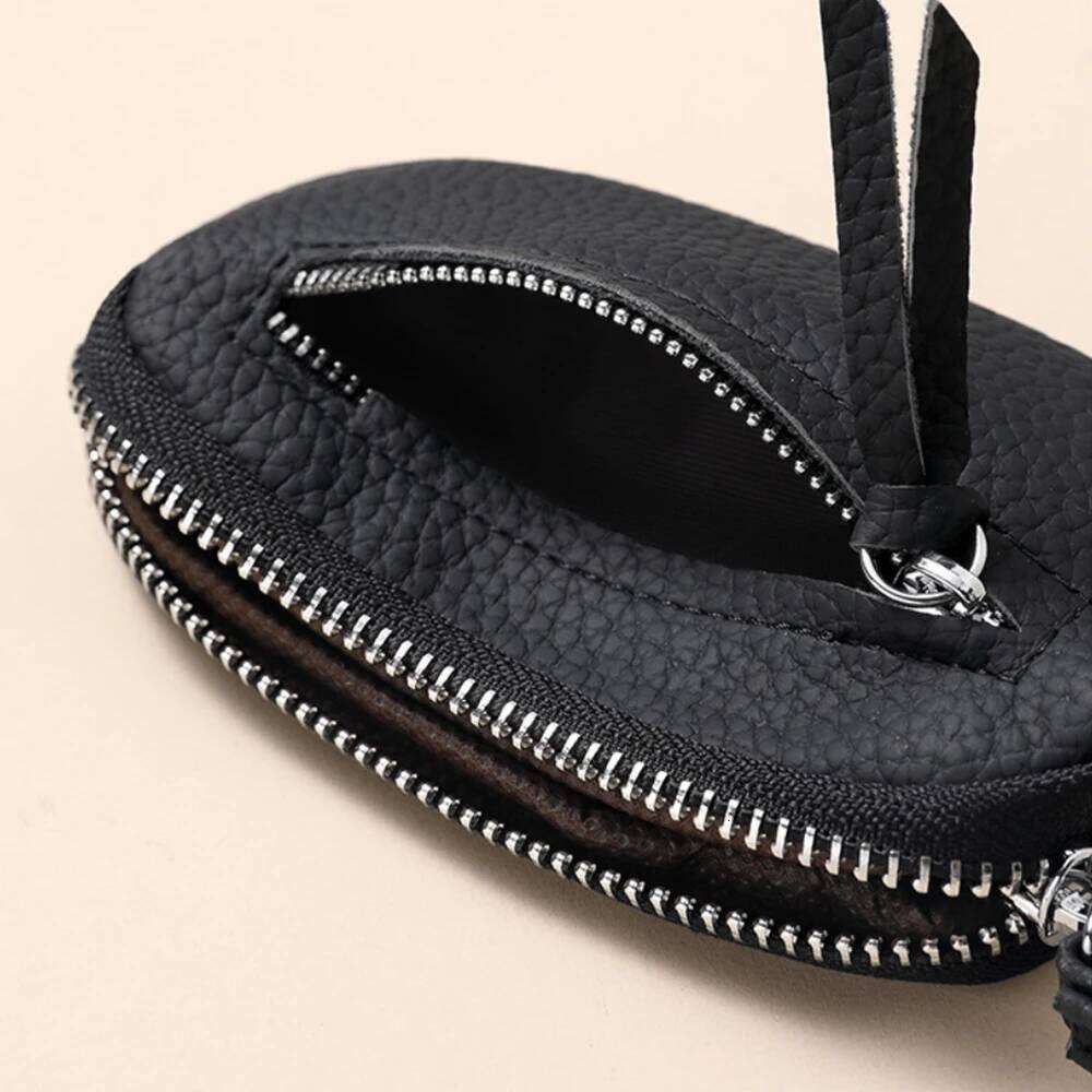 Mini Double Zipper Leather Wallet Women'S Coin Purse Ring Storage Bag Urban Simple Style Key Holders Organizer Pouch C260304
