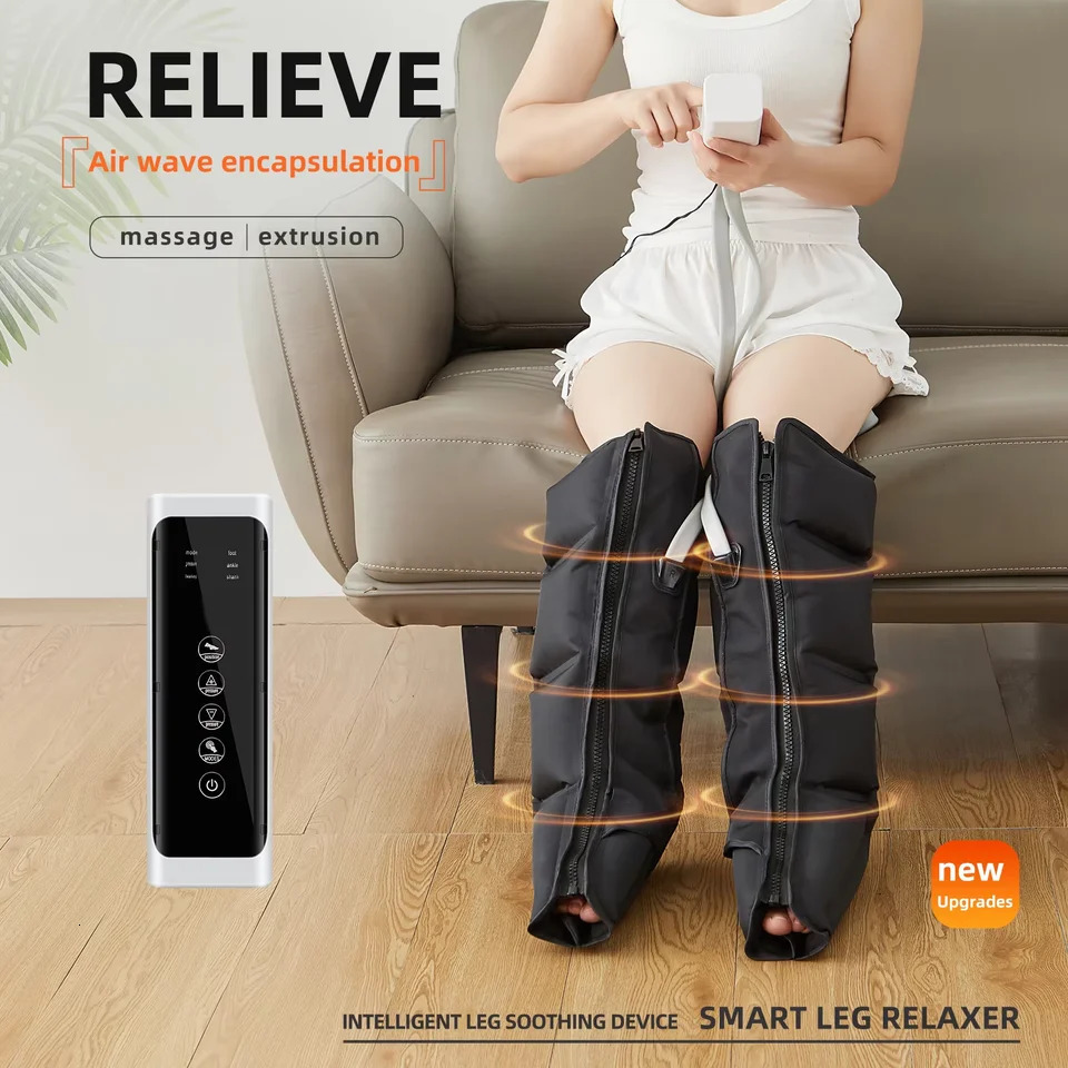 Air Compression Massage Leg Massager Pneumatic Boots 4 Airbags Leg Boots Lymphatic Drainage Rehabilitation System Press Pump 260304
