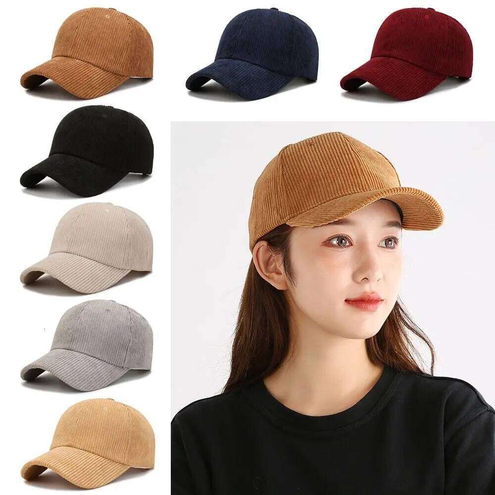 Unisex Corduroy Baseball Adjustable Sun Hat Hip Hop Cap Men Y260304