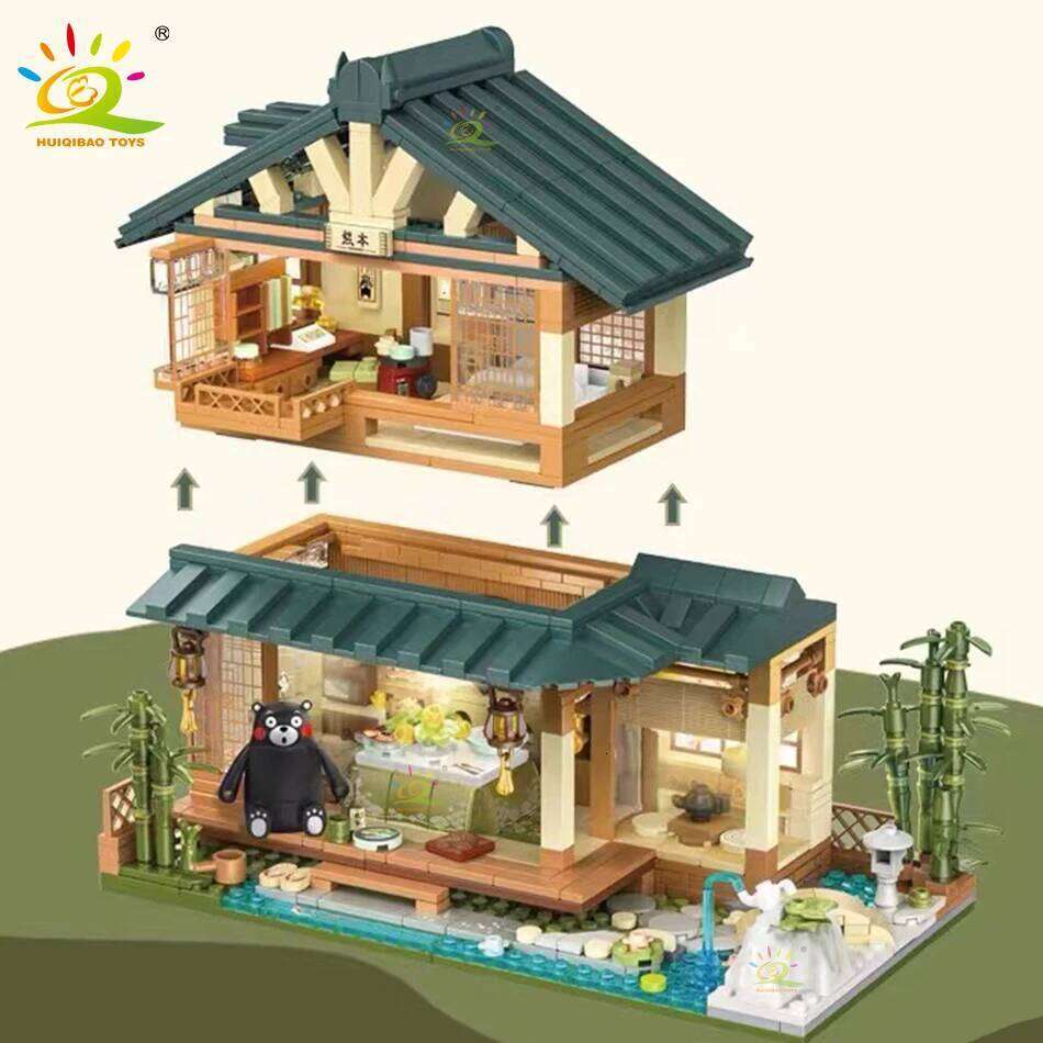HUIQIBAO 1099PCS City Japanese Street View House Tatami Room Model Building Blocks DIY Architecture Bricks Toys for Children Z260305