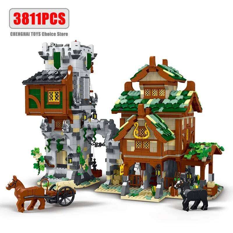 MOC-83831 Middle Ages Guard Tower Building Blocks Bricks Model Streetview Modular City Architecture Sets Kids Toys Boys Gifts Z260306
