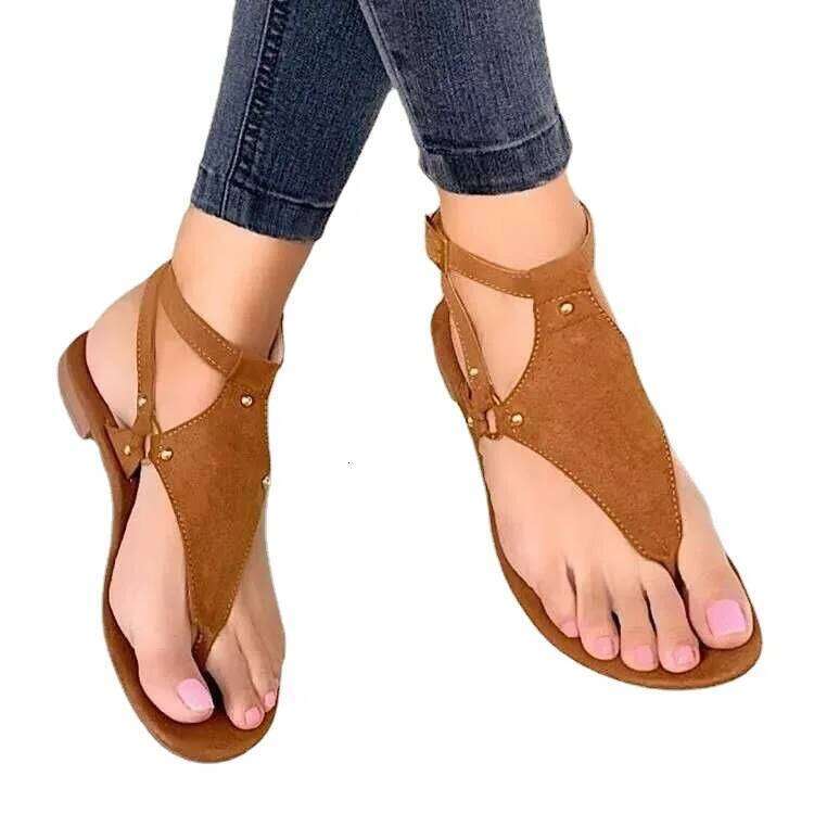 2026Summer Luxury Womens Sandals Flip Flops Flat Pu Leather Outdoor Beach Plus Size Trend Women Shoes Flannel