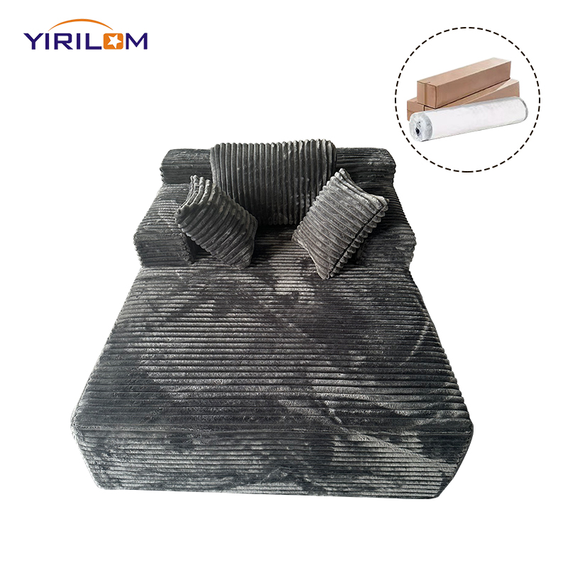 Hot-selling Compressed Foam Sofa No Assembly Required Corduroy Fabric Vacuum Compression Sofa Bed Lounge Couch