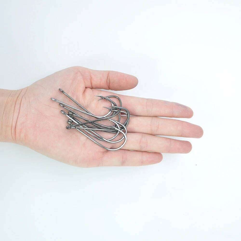 20pcs/50pcs Long Shank Fishing Hooks 16#~7/0# High Carbon Steel Sharp Barbed Offset Narrow Bait Fishhook Double backstab Y260305
