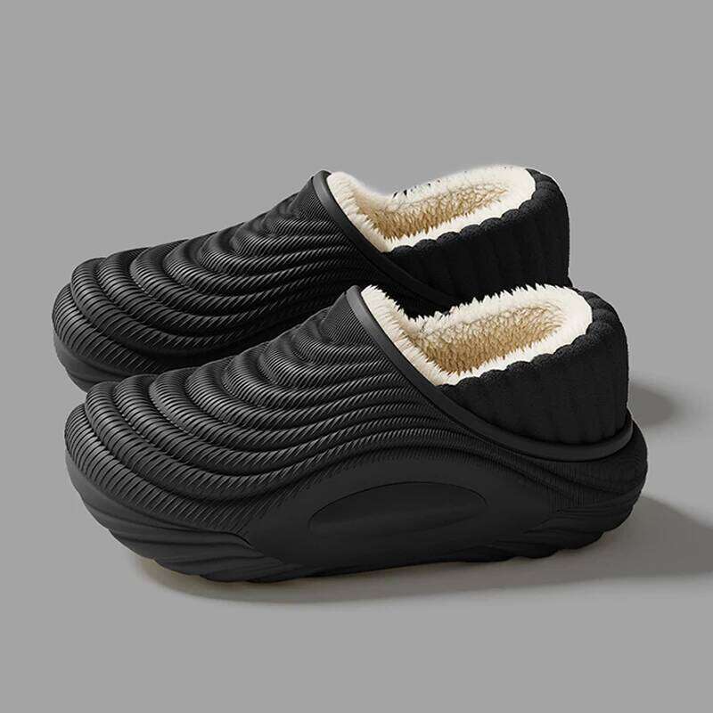 Men's Warm Waterproof EVA Indoor Women Winter Soft Thick Bottom Non Slip Home Slippers Couple's Furry Slides