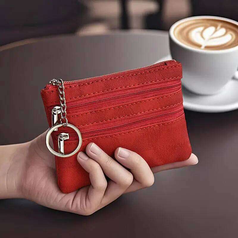Women's Double Layer Zipper Purse Fashion Key Mini Coin Bag Portable Simple Keychain Small Wallet For Girl C260304