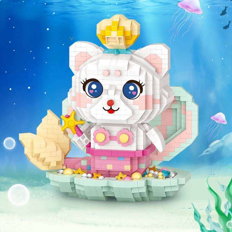 Mini Cartoon Doll Animal Model Micro Drill Assembled Cat Building Blocks Children's Educational Toy Gift Z260306