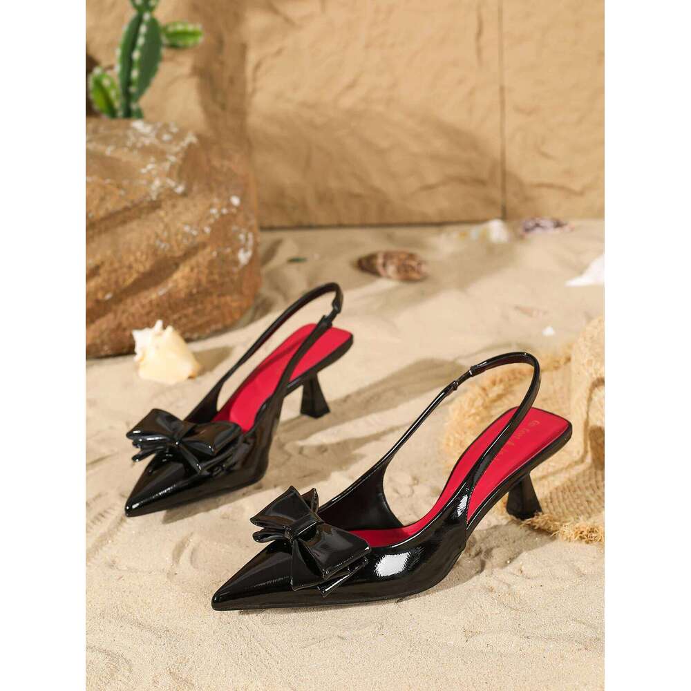 Ladies Butterfly Knot Decorated Pointed Toe Slim High Heels Elegant Women's Footwear