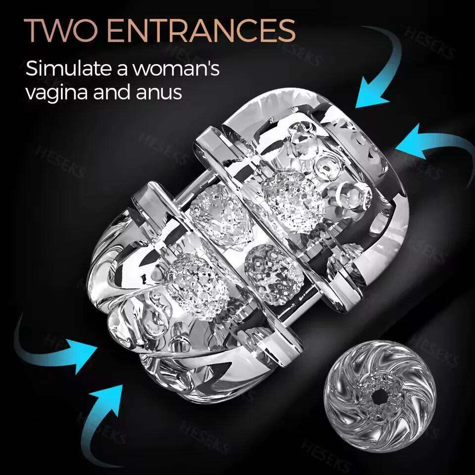 Double headed transparent Masturbation Machines Realistic Vagina Real Pussy Blowjob Erotic Masturbators Cup Sex Toys for Men W260305