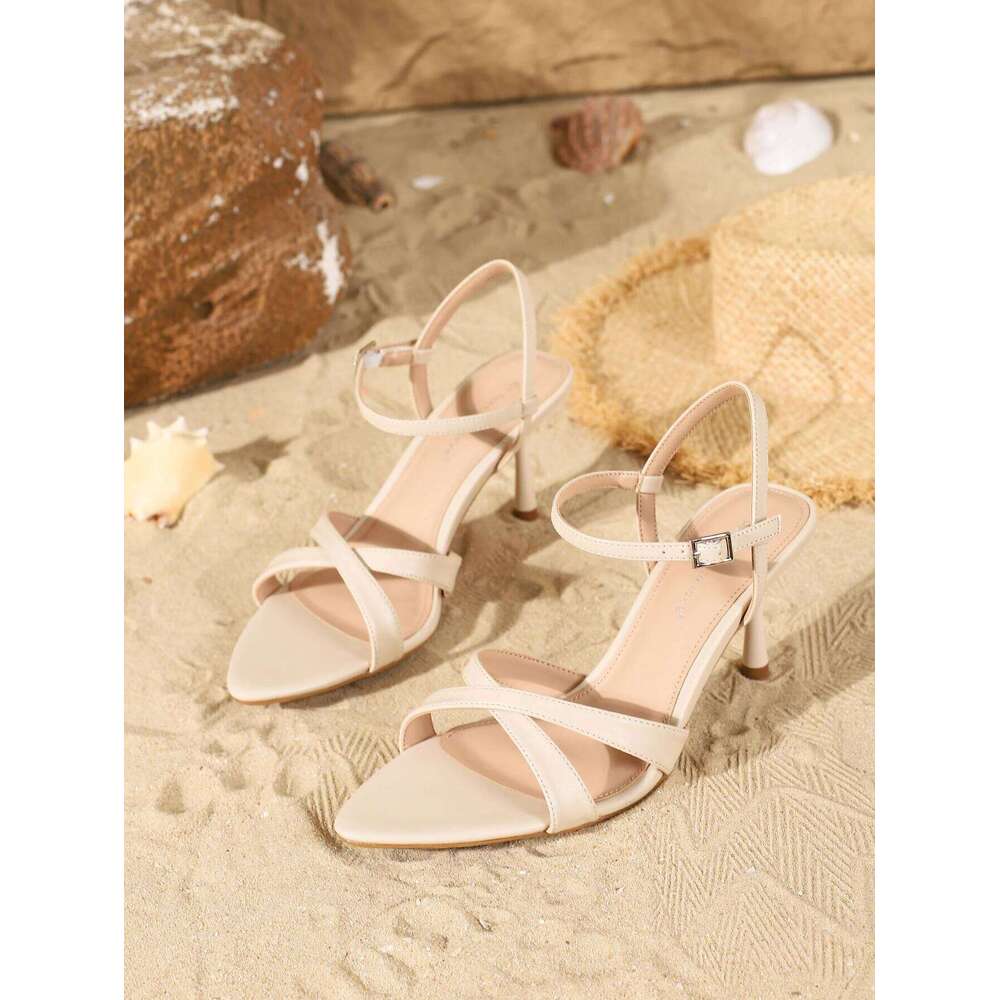 2025 New Women's fashionable, elegant, comfortable, simple and versatile high heels, peep-toe breathable slip-on stilettos.