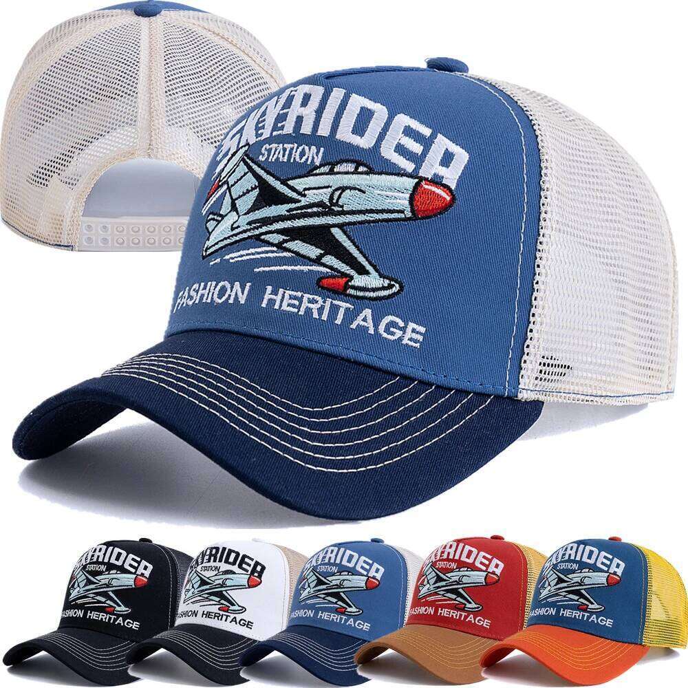 Hot Sale Breathable Mesh Outdoor Baseball Men Women SKY RIDER Embroidered Pattern Snapback Trucker Hat Cap Y260304