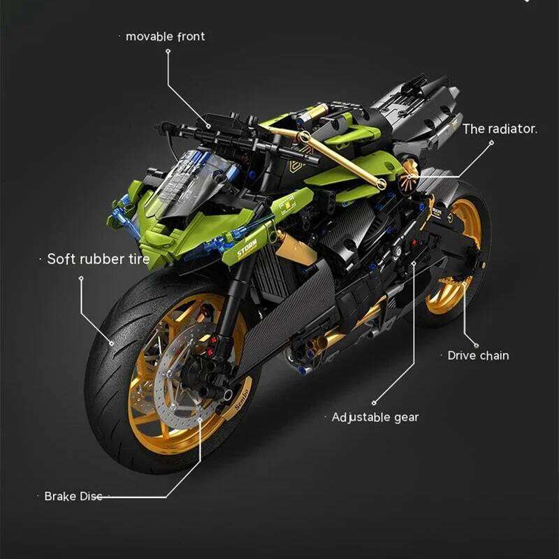 Moc 713800 High Tech City Sports Rapid Racing Motorcycle Motorbike Locomotive Modular Brick Model Building Blocks Boys Gifts Toy Z260305