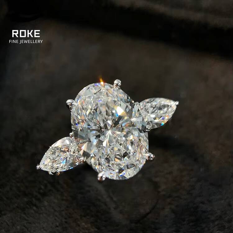Classic 601ct Oval Lab-Created Diamond IGI/ Certified 9K-18K White Gold Hip Hop Wedding Engagement Ring for Women