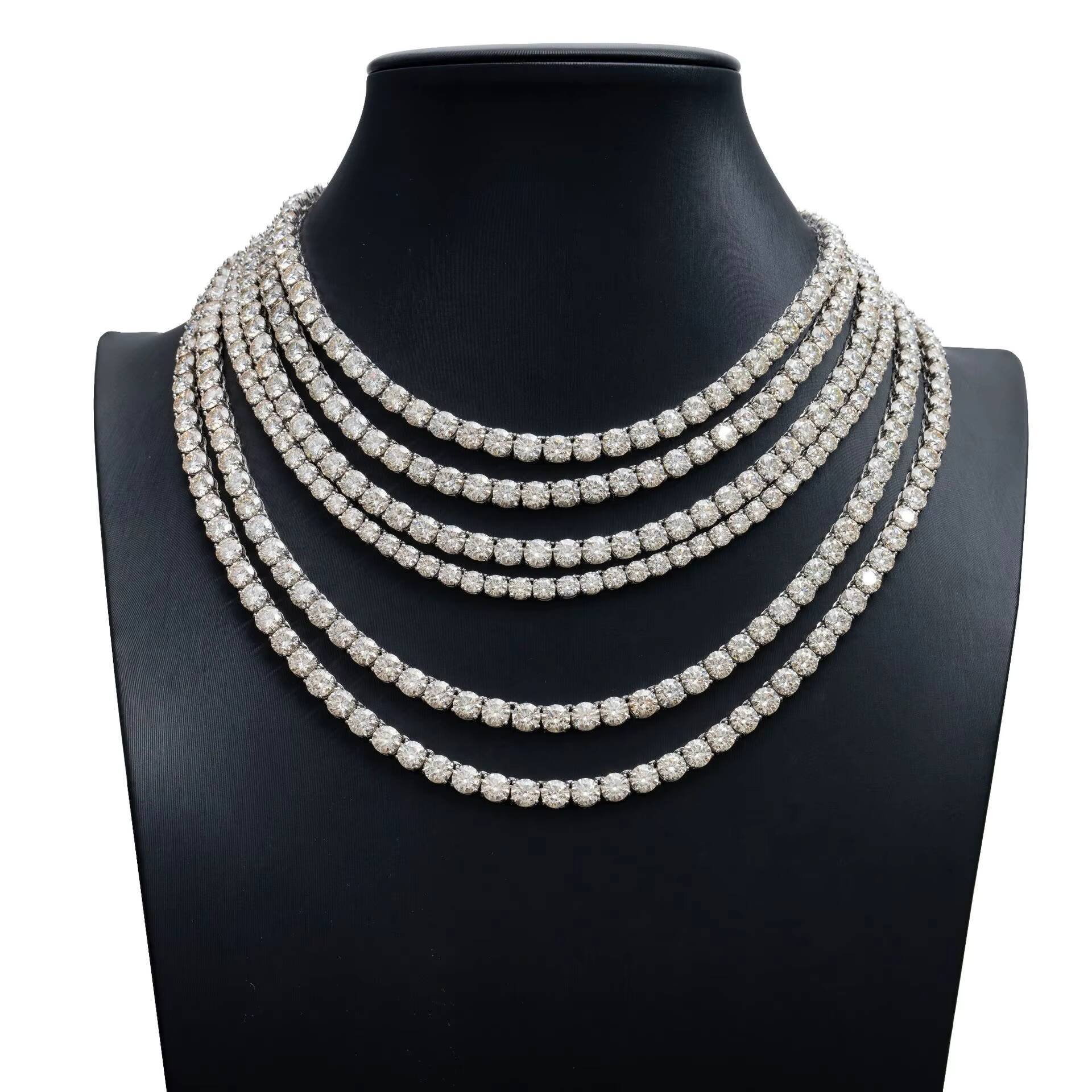 65mm Real 10K 14K Solid Gold Vvs Moissanite Diamond Tennis Chain Bracelet Necklace Hot Selling Sinocre Hip-Hop Lover