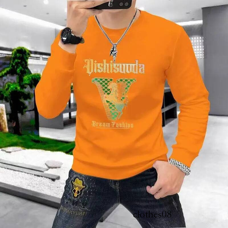 Autumn Winter Printed Men's Hoodie Loose Fit round Ne Casual Streetwear Korean Spring Summer Faionable Hong Kong Sle