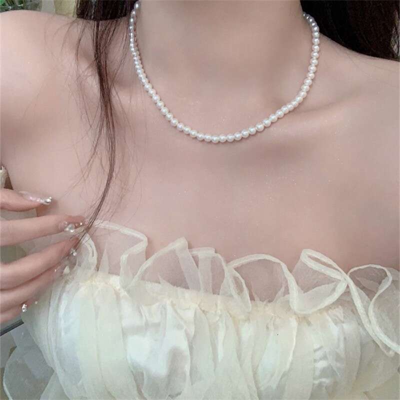 Rose flower pearl choker black collarbone fashion high-end chain neckband neck necklace accessory for women