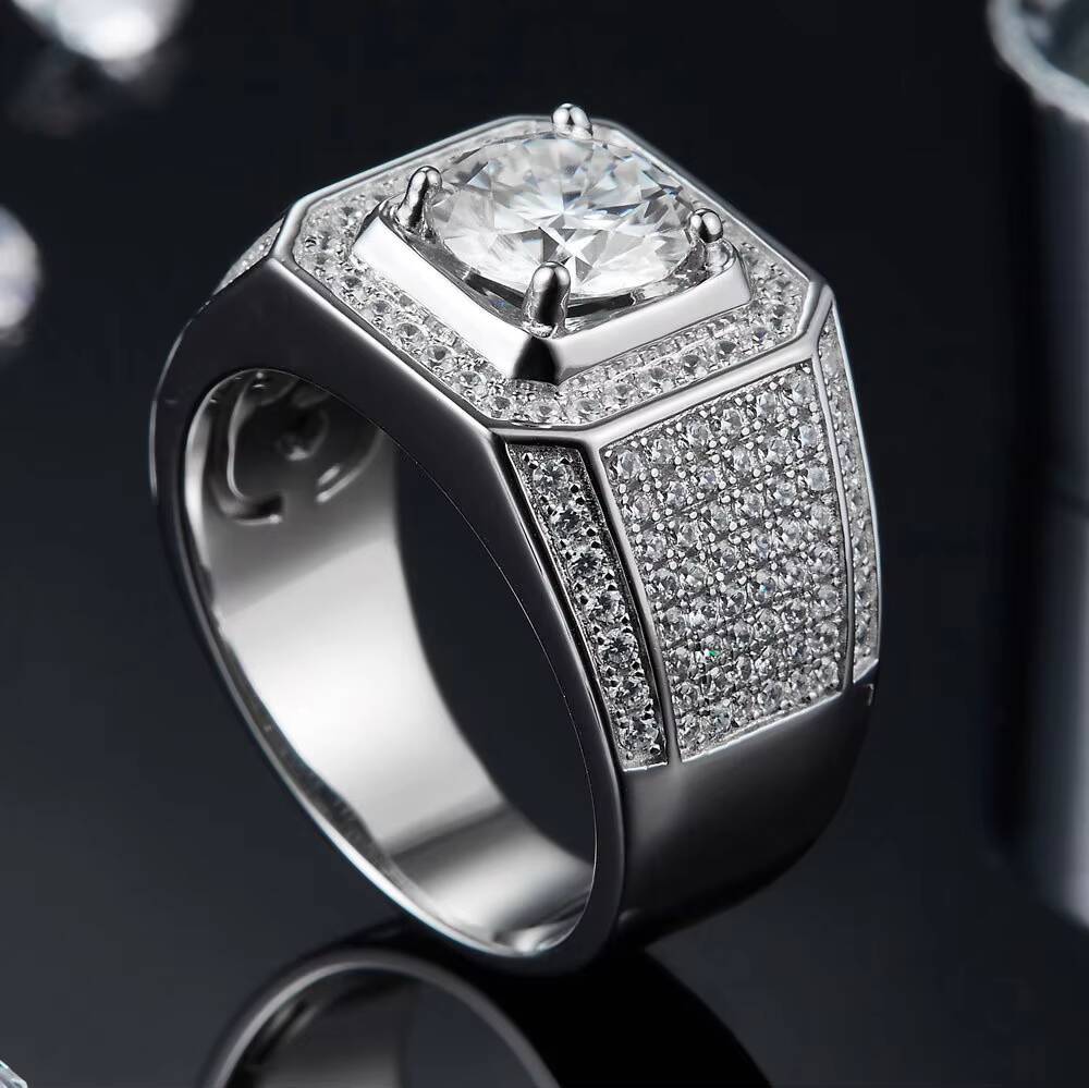 Silver Ring 925 Man 1CT 2CT 3CT Moissanite Men Ring Def Vvs Top Quality Original Silver 925 Stone Rings for Men