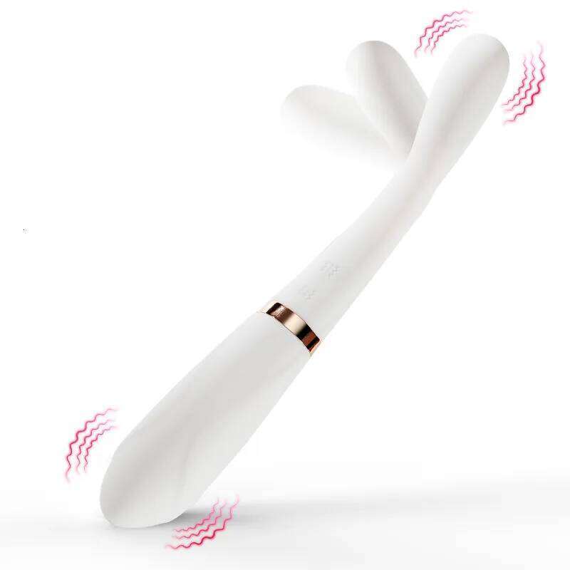 10 Speed Strong Vibrating Bendable Waterproof USB Rechargeable AV Double Ended Slim G-Spot Vibrator Sex Toys for Women W260305