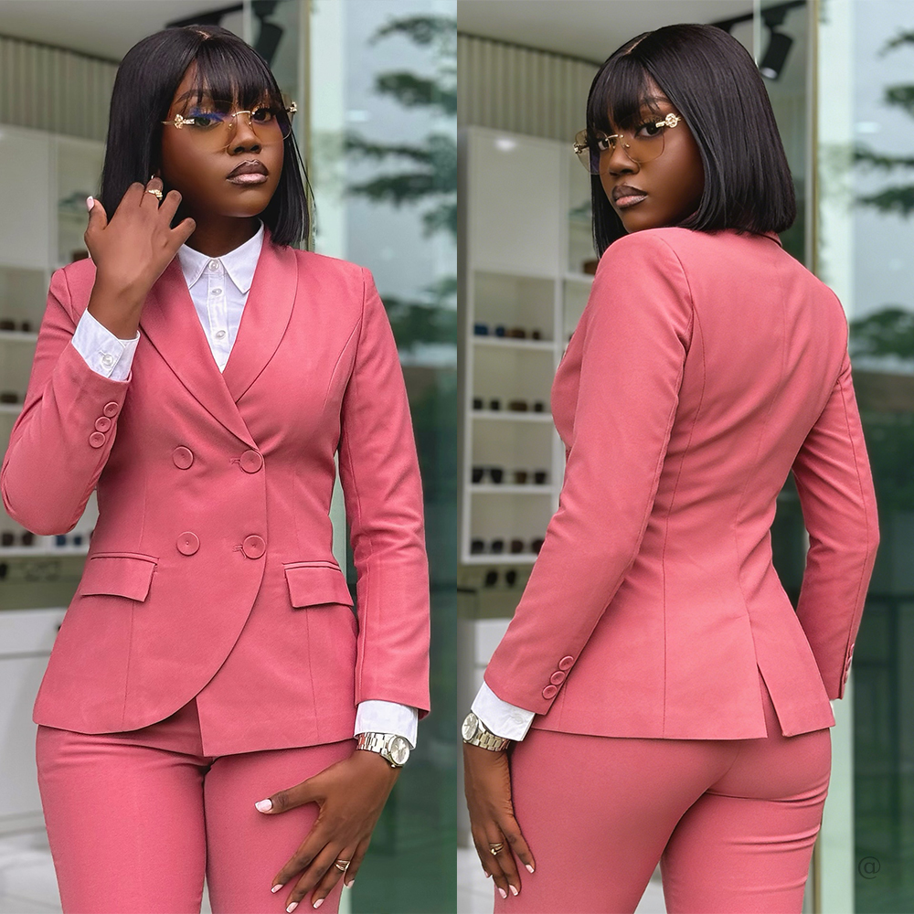 Women's Prom Dresses Suit Gowns Elegant Sheer Lapel Jacket Coat and Pants Suit For Female Satin 2 Pieces Suit Customized W41