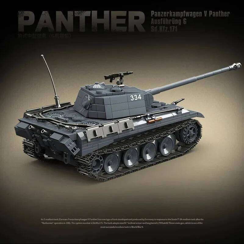 Military World War II Series Panther Type-G Tank Building Block Toy Collection Model Children For Christmas And Birthday Gifts Z260305