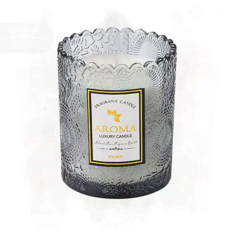 Lace Embossed Soy Wax Scented Candle Smokeless Essential Oil Fragrance Home Gift Handcrafted Gardenia Beauty Cylindrical Glass W260304 W260305