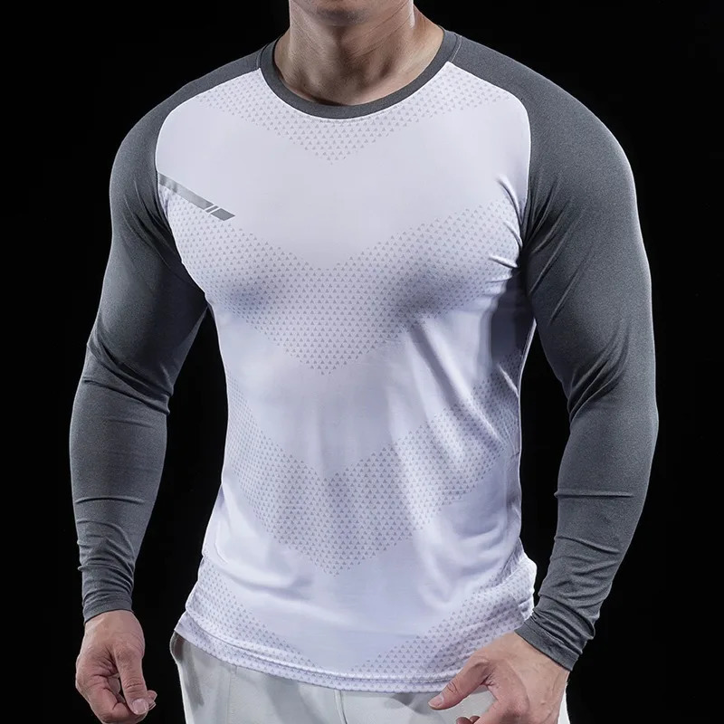 Autumn Winter Men Gym Fitness Display Long Sleeve TShirt Crew Neck Elastic Moisture Wicking Tights Running Training Bottom Top 260302