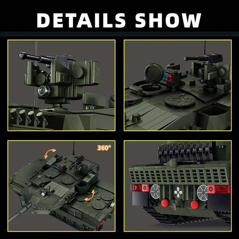 Military MOC 1/28 2306pcs Leopard 2A8 Army Main Battle Building Blocks Bricks Modern Tank Set Toys For Children Boys Gifts Z260306